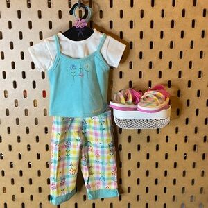 American girl doll outfit Picnic Time t shirt, tank top, pants and sandals